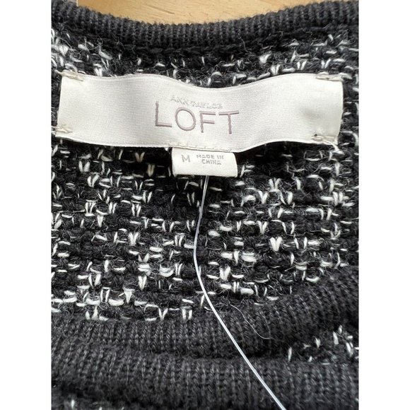 NEW LOFT Asymetrical Zip Knit Black Marbled Moto Cardigan Office Career … - Picture 7 of 10